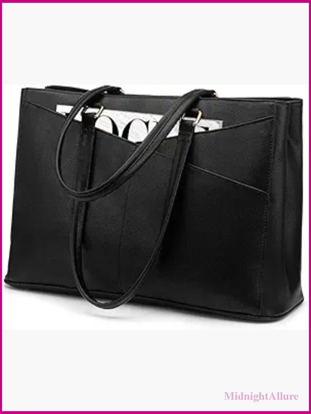 Large Waterproof Leather Laptop Tote Bag 15.6 Inch Business Work Briefcase